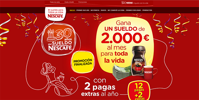 El "Sueldo para toda la vida", de Nescafé, es una de las promociones más antiguas de España. 