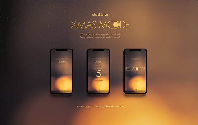 ‘Xmas Mode’ requiere colocar sobre una mesa entre dos y 11 teléfonos que, al conectarlos a la web xmasmode.com, formen un belén con figuras reales. 