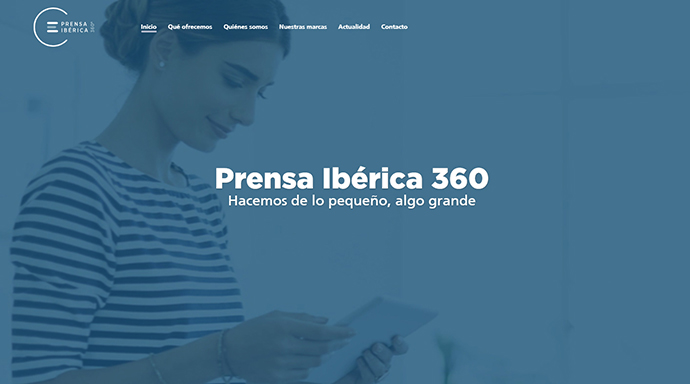 Imagen de la nueva página web de Prensa Ibérica 360, que aglutina Esta web aglutina información sobre sus servicios y su nueva visión de soluciones publicitarias.