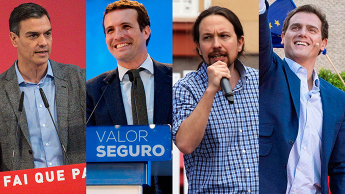 El debate en RTVE entre los candidatos de los cuatro principales partidos políticos españoles fue la emisión más vista en abril (día 22), con 7.246.000.