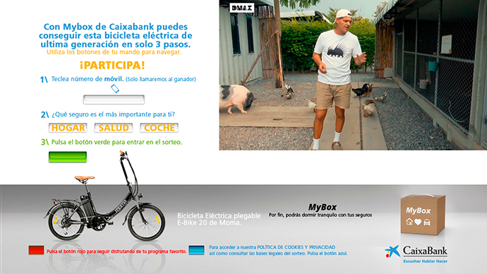 Pieza de la campaña interactiva de CaixaBank con tecnología Hybrid Ads en Dmax (Discovery).