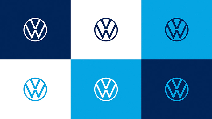 Evolución del logotipo de Volkswagen. 