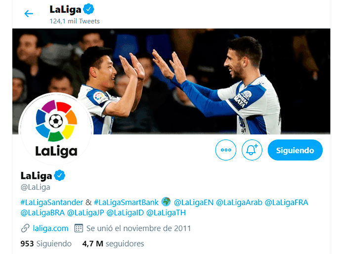 LaLiga supera los 100 millones de seguidores en sus redes sociales.
