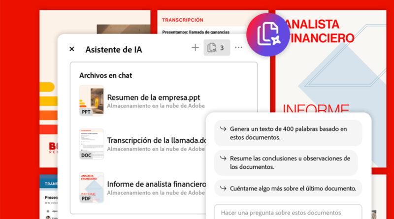 El Asistente de IA está integrado directamente en Acrobat, y simplifica y acelera la lectura, el análisis y la entrega de documentos largos y extensos