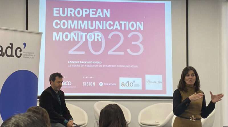 Ángeles Moreno, expresidente de Euprera presenta Eurpean Communication Monitor 2023 en la sede de Atrevia