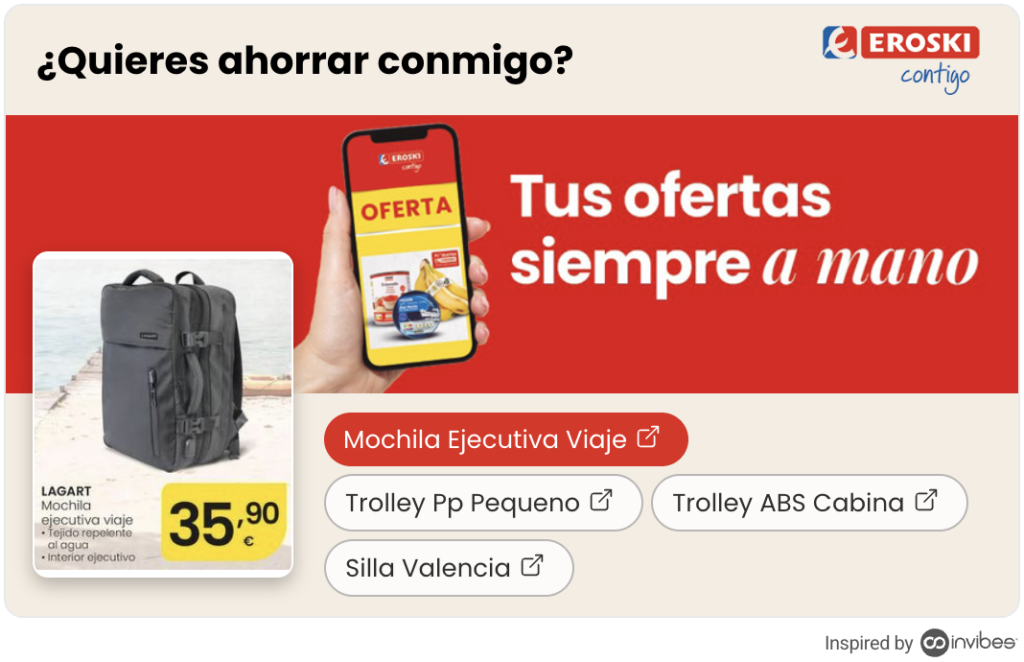 Promoción personalizada de Eroski, realizada con la herramienta de Invibes, Fusion.
