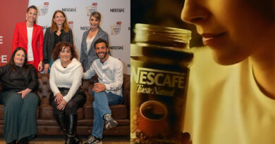A la izq, María Fernández, Meritxell Alegre, directora de Cafés de Nestlé España y Ainhoa Arbizu con tres ganadores del sueldo