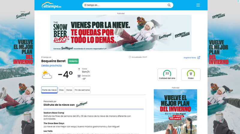 San Miguel sella una alianza con Eltiempo.es en la temporada de nieve San Miguel sella una alianza con Eltiempo.es en la temporada de nieve