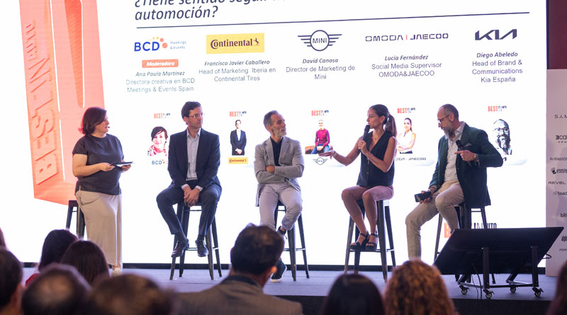 (De izq. a der.) Ana Paula Martínez, directora creativa de BCD Meetings & Events Spain; Francisco Javier Caballero, head of marketing Iberia en Continental Tires; David Canosa, director de marketing de Mini; Lucía Fernández, social media supervisor de Omoda & Jaecco; y Diego Abeledo, head of brand & comms de KIA España