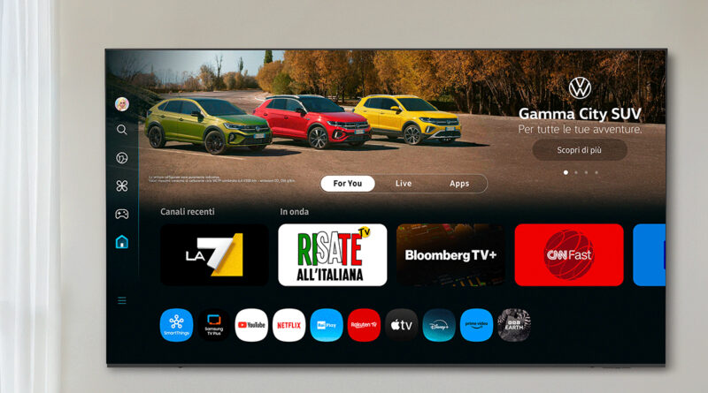 En los modelos compatibles de Samsung Smart TV, el formato Immersive Carousel aparece inicialmente como un masthead